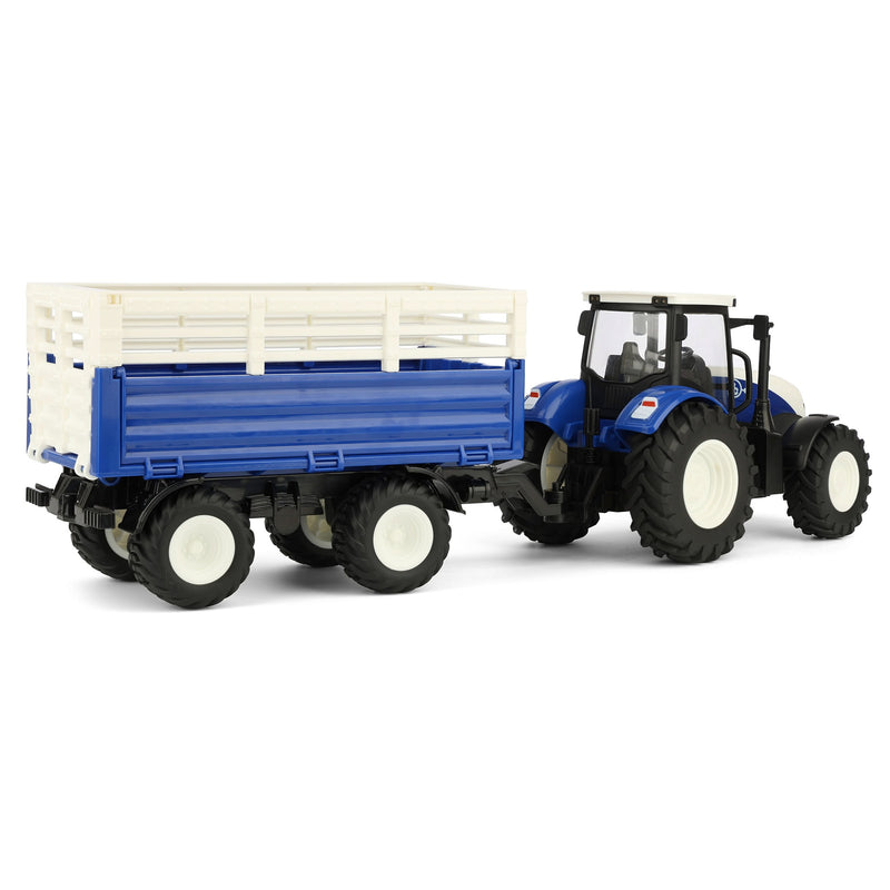 1/24 Big Country Toys Blue & White Remote Control Tractor with Trailer