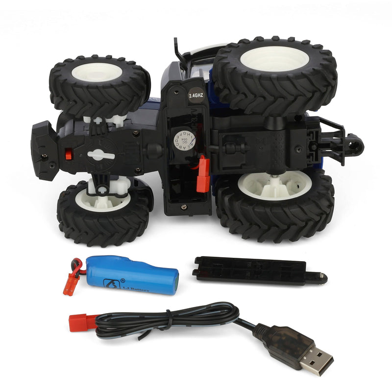 1/24 Big Country Toys Blue & White Remote Control Tractor with Trailer