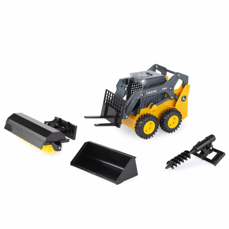 1/16 Big Farm John Deere 318G Skid Steer Set with Attachments