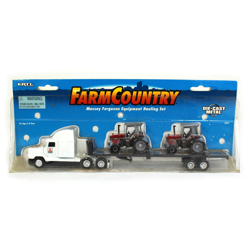 1/64 AGCO Semi with 2 Massey Ferguson 3140 Tractors on Flatbed