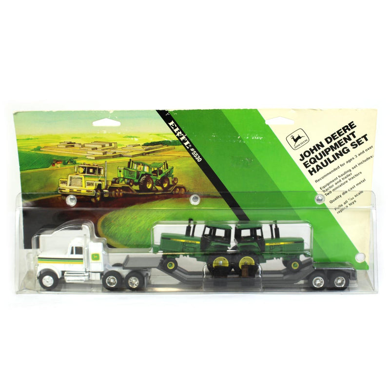 1/64 Semi with Lowboy & 2 John Deere 4000 Series Tractors by ERTL