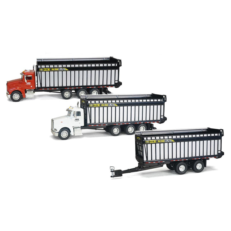 Set of 1/64 Exclusive HFE Edition Peterbilt Trucks with H&S Big Dog 1226 Forage Box & Tandem Axle Forage Box