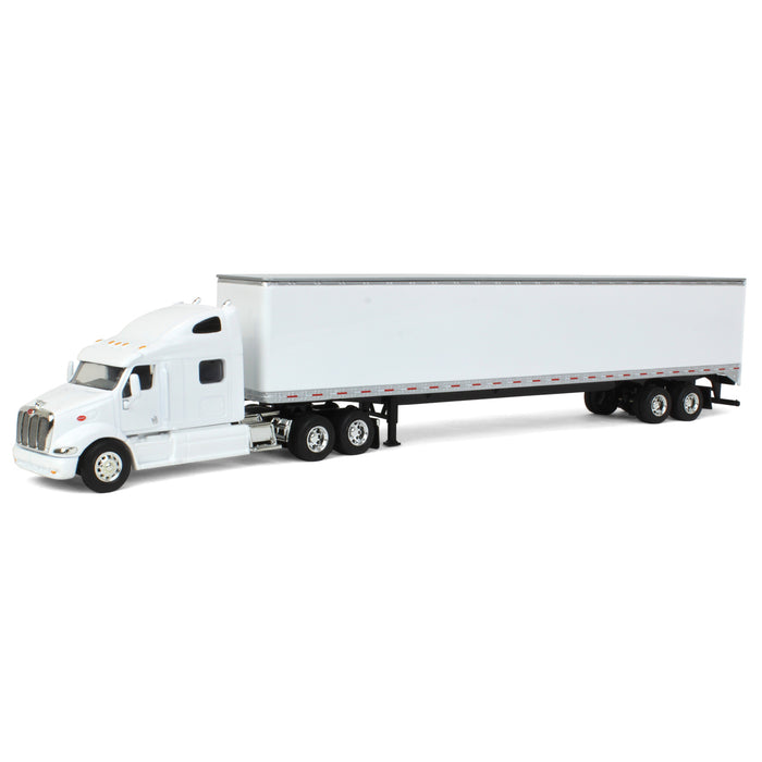 1/64 White Peterbilt 387 with Sleeper and 53' Trailer with Single Rear Door
