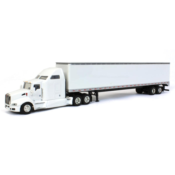 1/64 White Kenworth T660 Sleeper & Trailer with Double Rear Doors