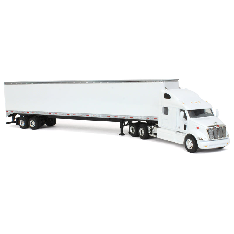 1/64 White Peterbilt 387 with Sleeper and 53' Trailer with Single Rear Door
