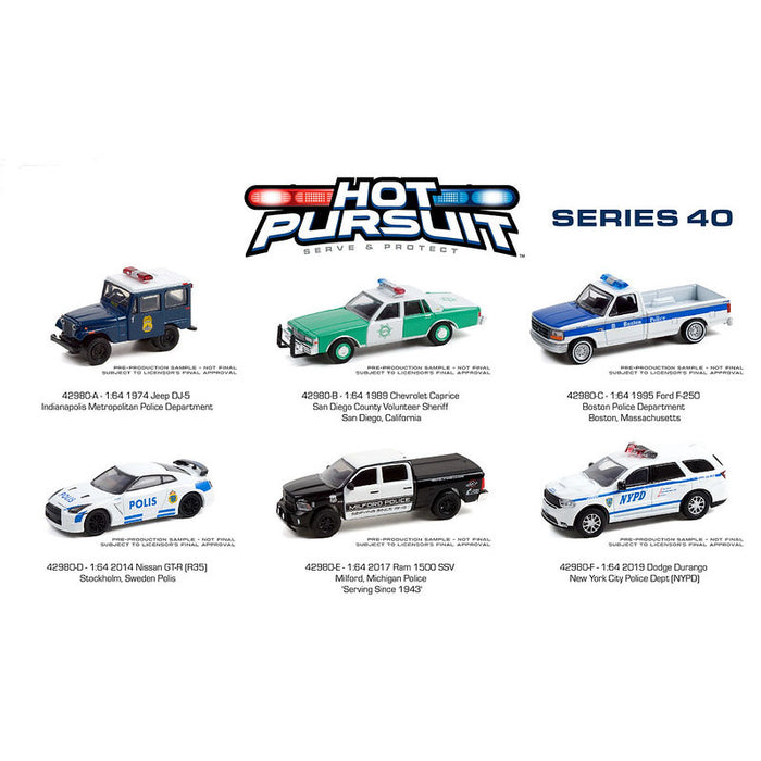 6 Vehicle Sealed Set ~ 1/64 Hot Pursuit Series 40 by Greenlight Collectibles