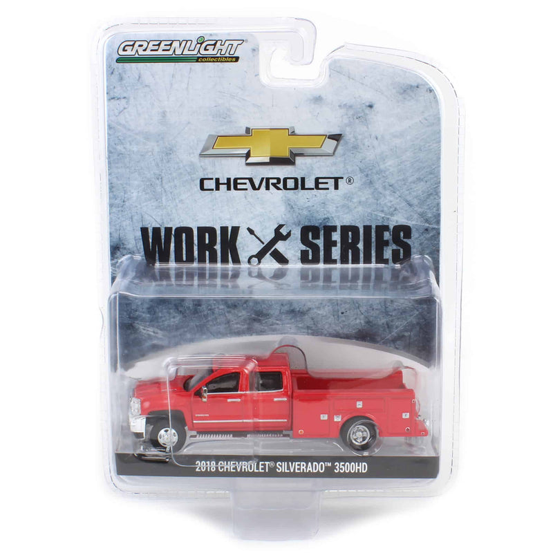 1/64 2018 Chevrolet Silverado 3500HD, Red Service Truck by Greenlight