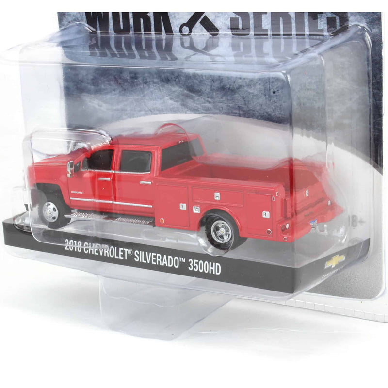 1/64 2018 Chevrolet Silverado 3500HD, Red Service Truck by Greenlight