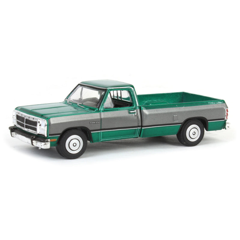 1/64 1992 Dodge Ram 1st Generation, Silver & Gray, Outback Toys Exclusive - Green Machine