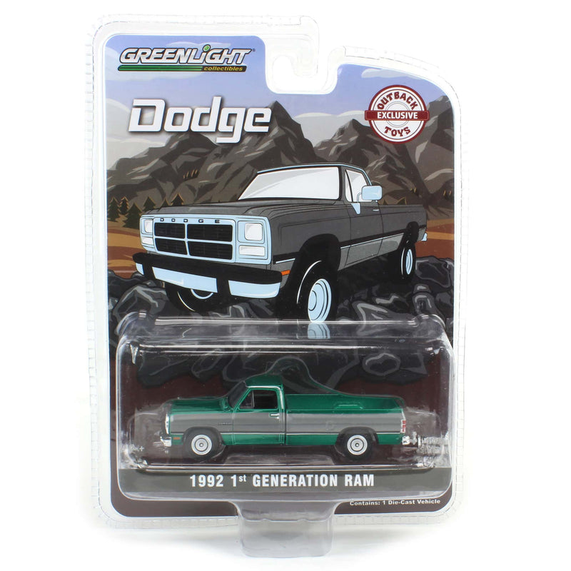 1/64 1992 Dodge Ram 1st Generation, Silver & Gray, Outback Toys Exclusive - Green Machine