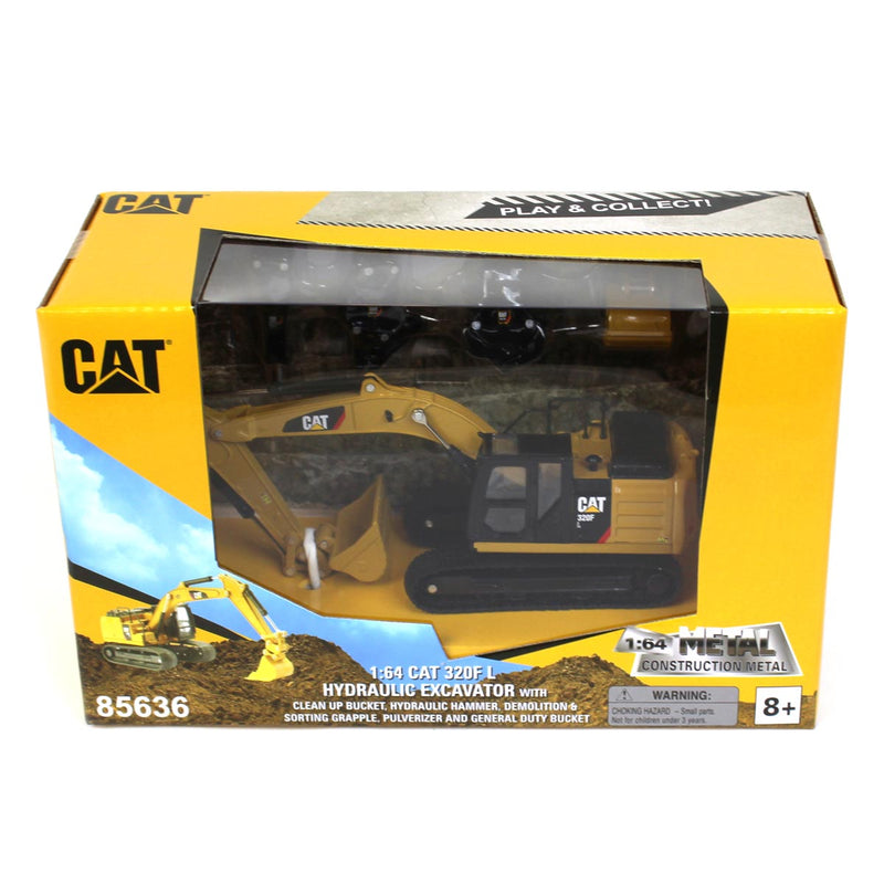 1/64 Caterpillar 320F L Hydraulic Excavator with 5 Work Tools, Diecast Masters Play & Collect