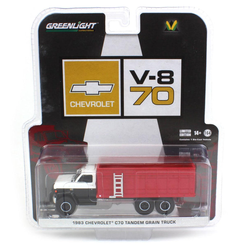 (B&D) 1/64 1983 Chevrolet C70 Tandem Grain Truck w/ Black/White Cab & Red Bed - Damaged Box