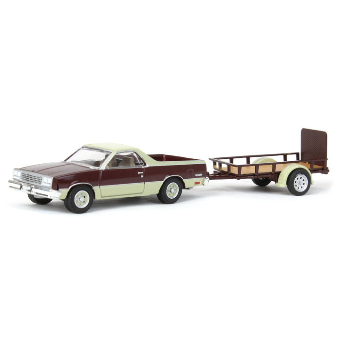 1/64 1984 Chevrolet EL Camino, Maroon, with Utility Trailer, Hitch & Tow 24