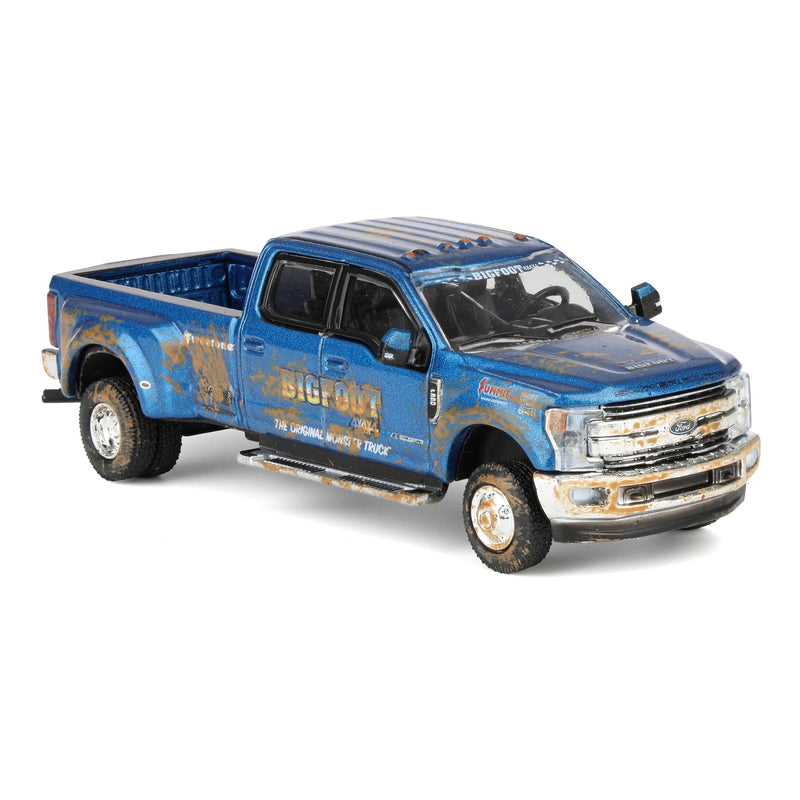 (B&D) 1/64 2019 Ford F-350 Dually Muddy Version, Bigfoot #1 The Original Monster Truck, Greenlight Exclusive - Damaged Item