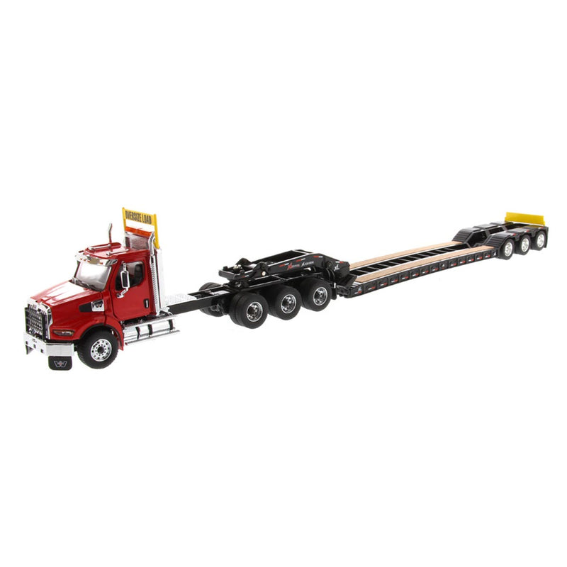 1/50 Red Western Star 49X SB Semi Truck & XL 120 HDG Trailer with Boosters by Diecast Masters