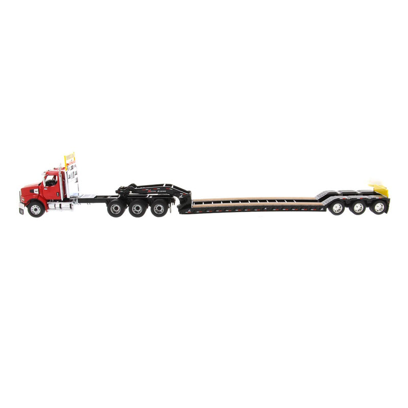 1/50 Red Western Star 49X SB Semi Truck & XL 120 HDG Trailer with Boosters by Diecast Masters