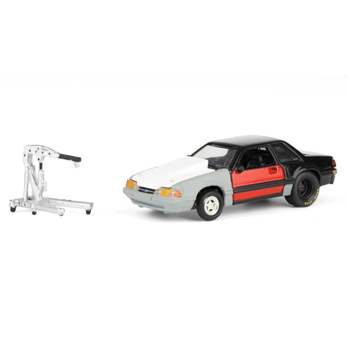 1/64 1987 Ford Mustang LX Project Car, Black & Gray with Red Door