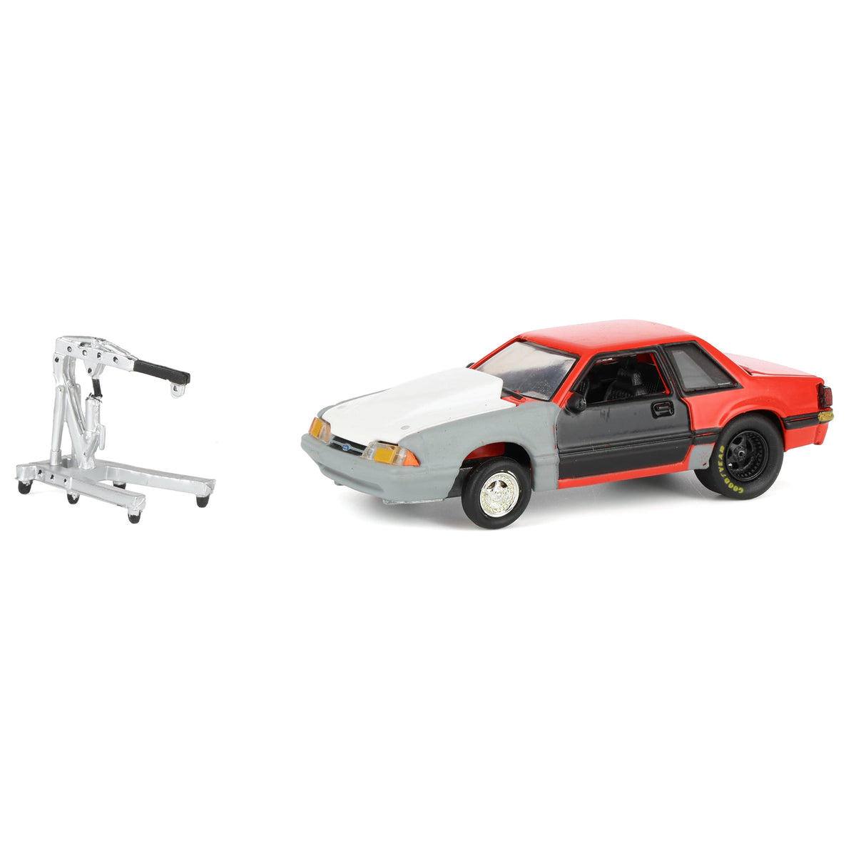 1/64 1987 Ford Mustang LX Project Car, Red & Gray with Black Door