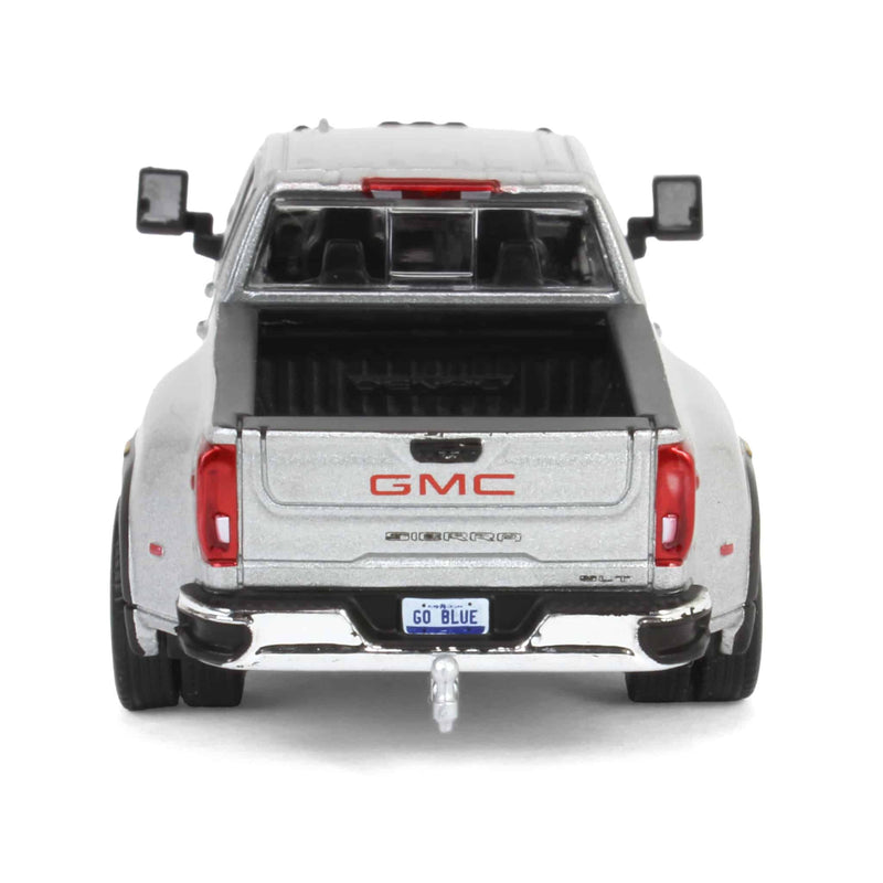 1/64 2022 GMC Sierra 3500HD Pro Dually, Quicksilver Metallic, Karson Diecast Exclusive