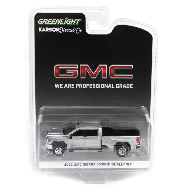 1/64 2022 GMC Sierra 3500HD Pro Dually, Quicksilver Metallic, Karson Diecast Exclusive