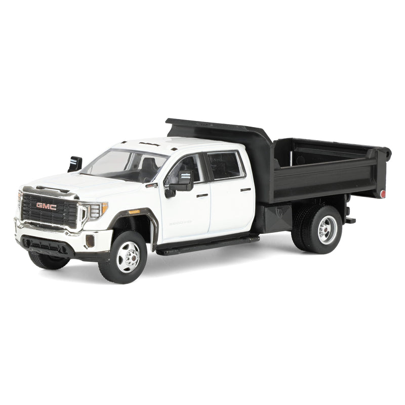 1/64 2022 GMC Sierra 3500HD Pickup Truck with Dump Bed, Summit White, Karson Diecast Exclusive