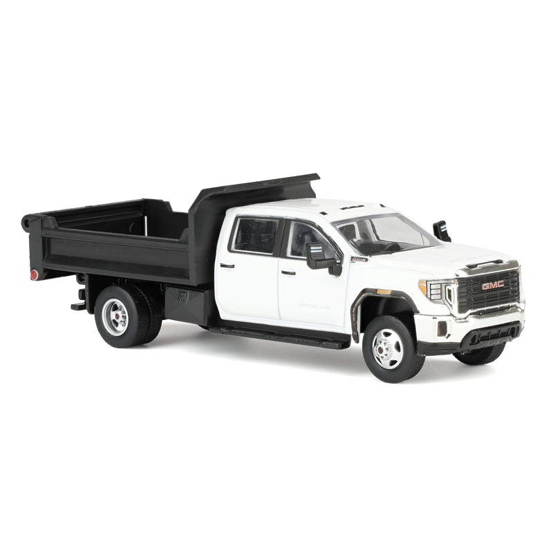 1/64 2022 GMC Sierra 3500HD Pickup Truck with Dump Bed, Summit White, Karson Diecast Exclusive