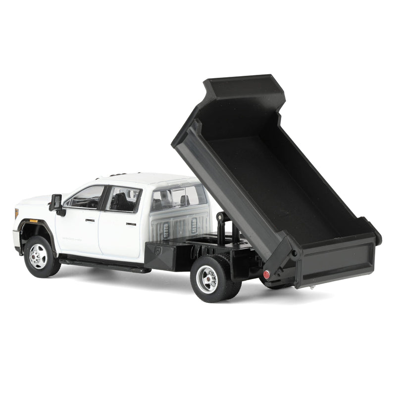 1/64 2022 GMC Sierra 3500HD Pickup Truck with Dump Bed, Summit White, Karson Diecast Exclusive