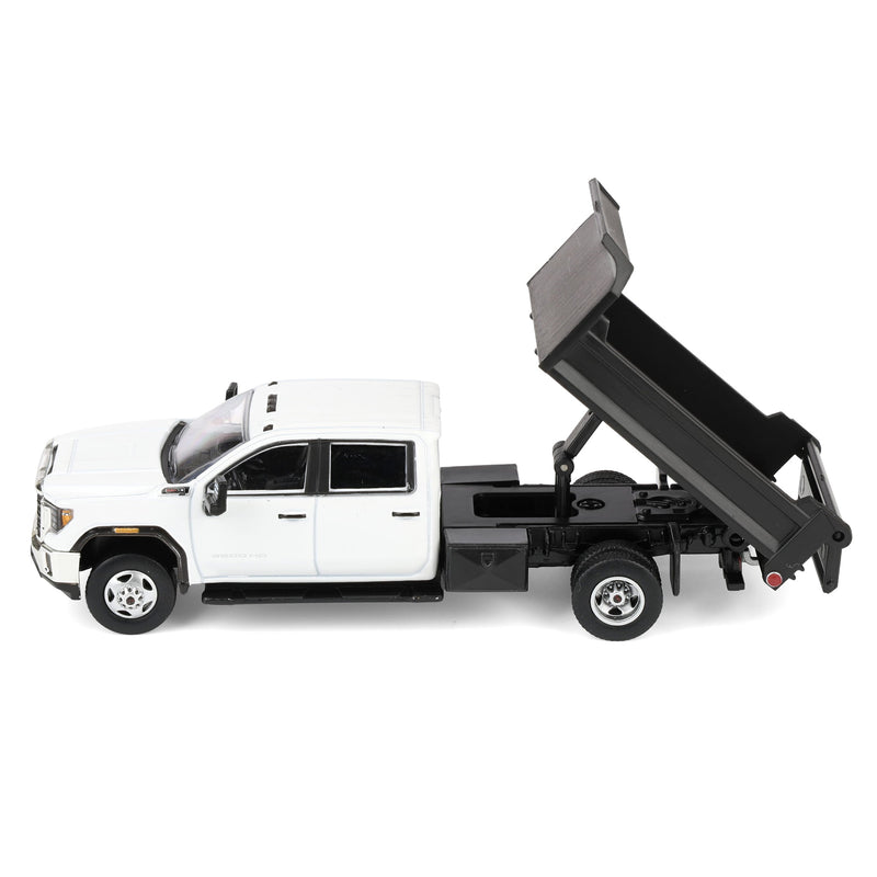 1/64 2022 GMC Sierra 3500HD Pickup Truck with Dump Bed, Summit White, Karson Diecast Exclusive