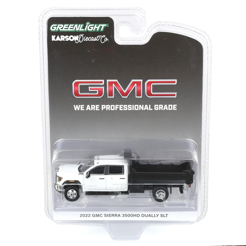 1/64 2022 GMC Sierra 3500HD Pickup Truck with Dump Bed, Summit White, Karson Diecast Exclusive