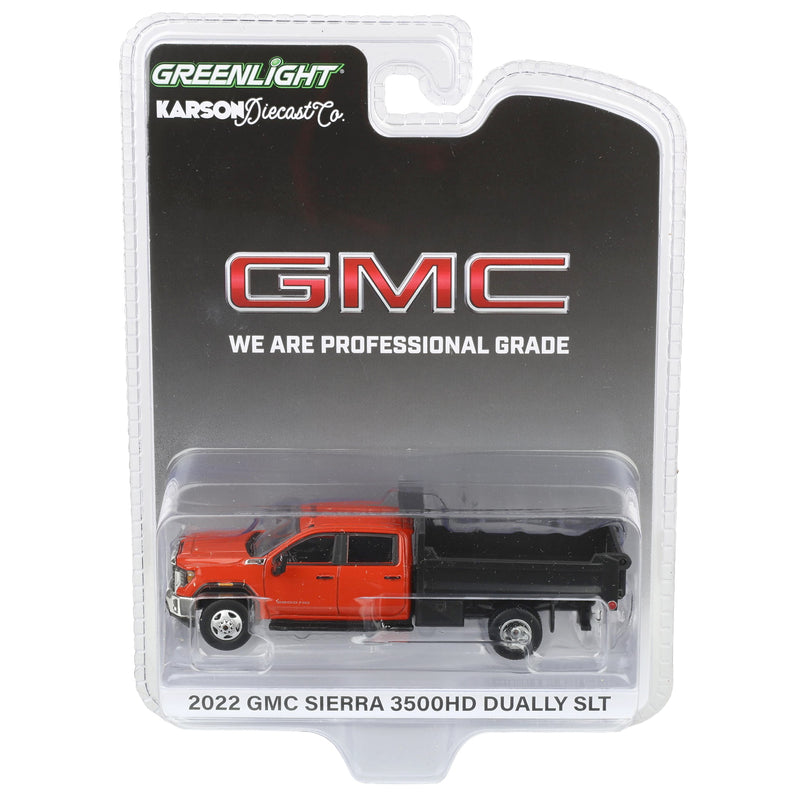 1/64 2022 GMC Sierra 3500HD Pickup Truck with Dump Bed, Cardinal Red, Karson Diecast Exclusive