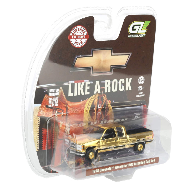 Gold Chrome Chase Unit ~ 1/64 1998 Chevrolet Silverado 1500 Ext. Cab, Black, OBT Exclusive