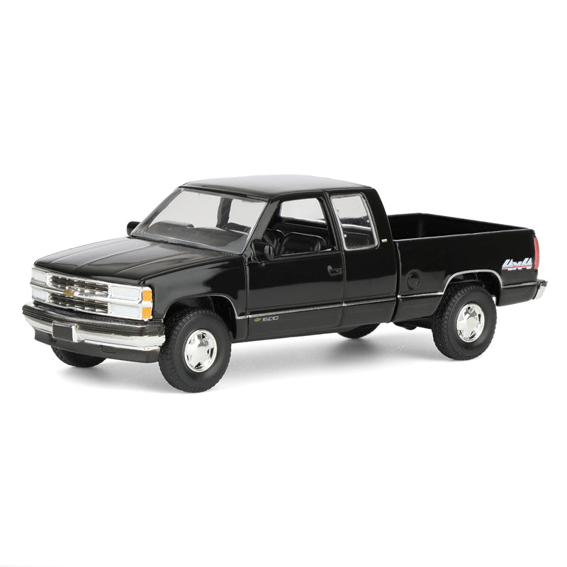 1/64 1998 Chevrolet Silverado 1500 Extended Cab Pickup Truck, Black, Outback Toys Exclusive