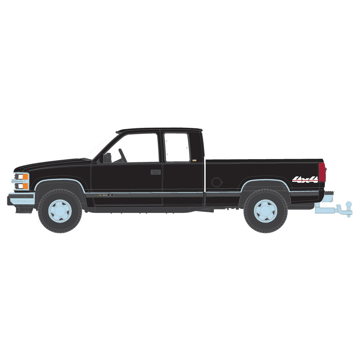 1/64 1998 Chevrolet Silverado 1500 Extended Cab, Black, Outback Toys Exc...