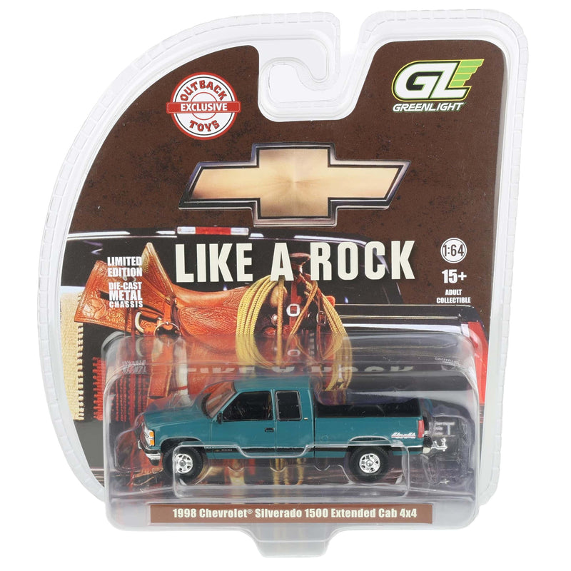 1/64 1998 Chevrolet Silverado 1500 Extended Cab Pickup Truck, Emerald Green, Outback Toys Exclusive