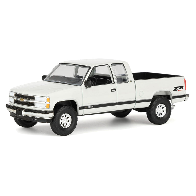 1/64 Lifted 1998 Chevrolet Silverado 1500 Extended Cab Pickup Truck, Olympic White, Outback Toys Exclusive