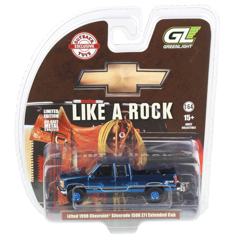 Blue Chrome Chase Unit ~ 1/64 Lifted 1998 Chevrolet Silverado 1500 Ext. Cab, OBT Exclusive