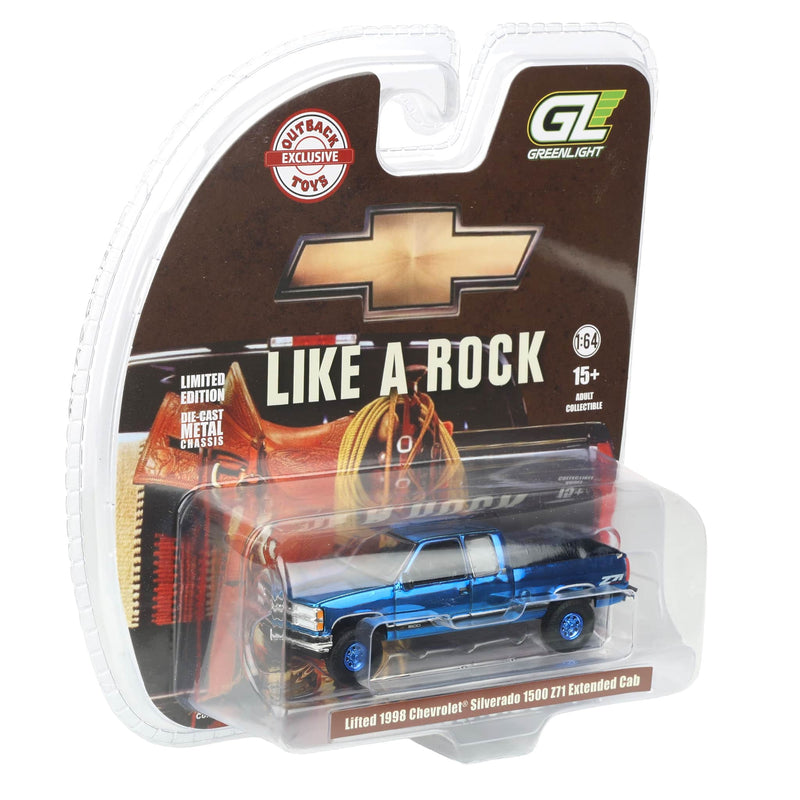 Blue Chrome Chase Unit ~ 1/64 Lifted 1998 Chevrolet Silverado 1500 Ext. Cab, OBT Exclusive