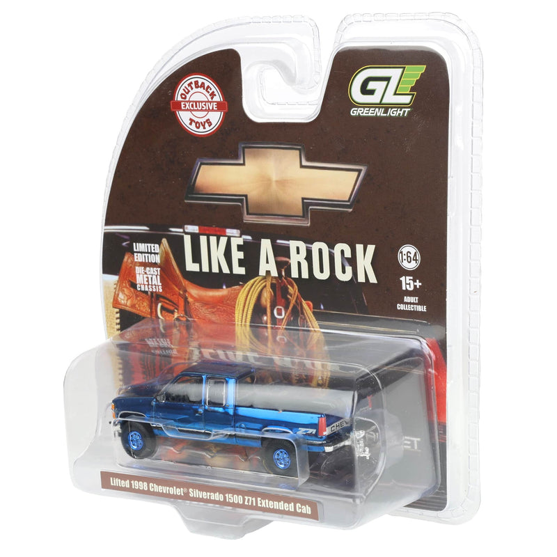 Blue Chrome Chase Unit ~ 1/64 Lifted 1998 Chevrolet Silverado 1500 Ext. Cab, OBT Exclusive