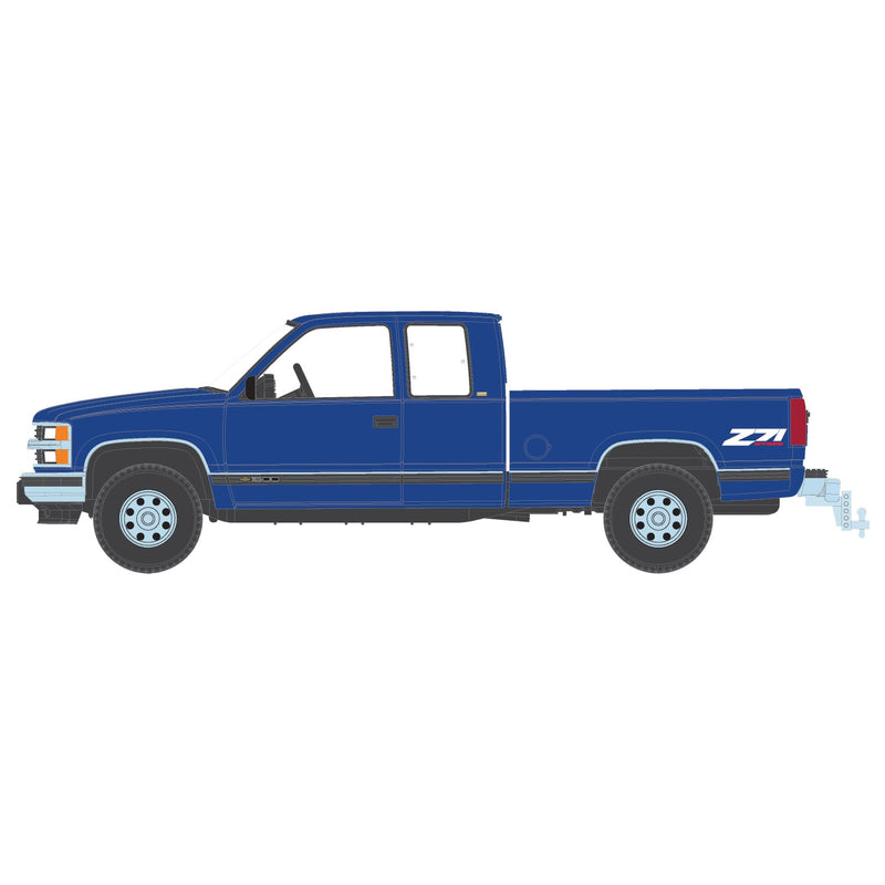 1/64 Lifted 1998 Chevrolet Silverado 1500 Extended Cab, Indigo Blue, Outback Toys Exclusive