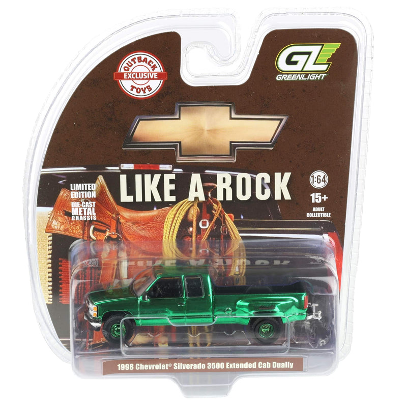 Green Chrome Chase Unit ~ 1/64 1998 Chevrolet Silverado 3500 Ext. Cab Dually, OBT Exclusive