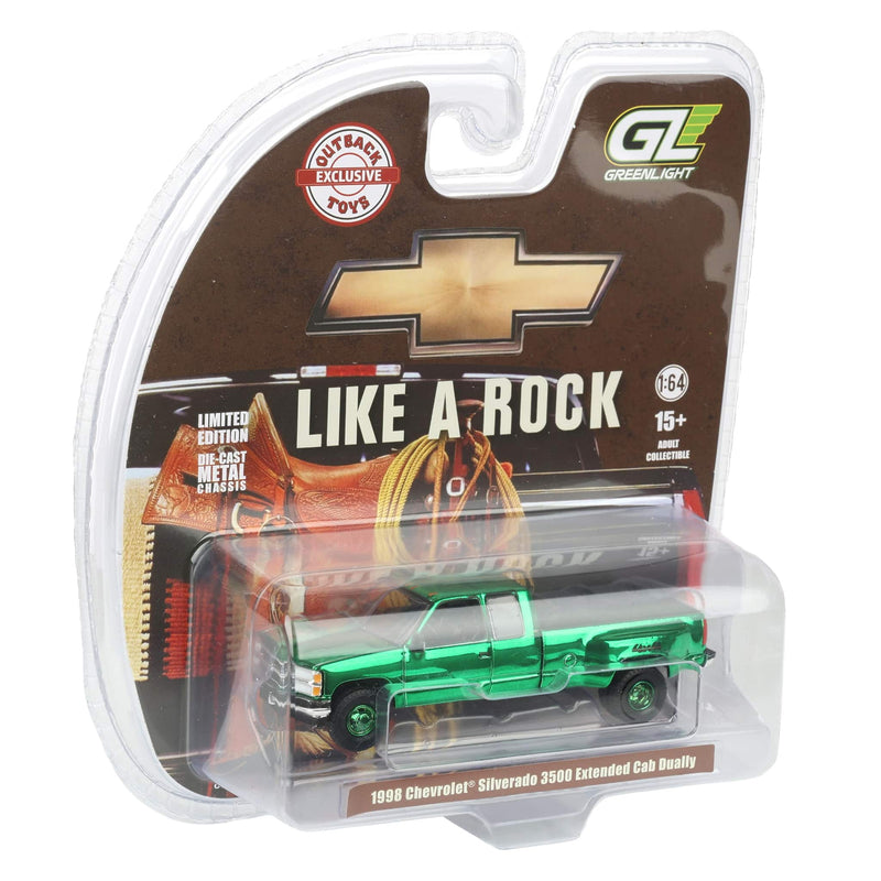 Green Chrome Chase Unit ~ 1/64 1998 Chevrolet Silverado 3500 Ext. Cab Dually, OBT Exclusive
