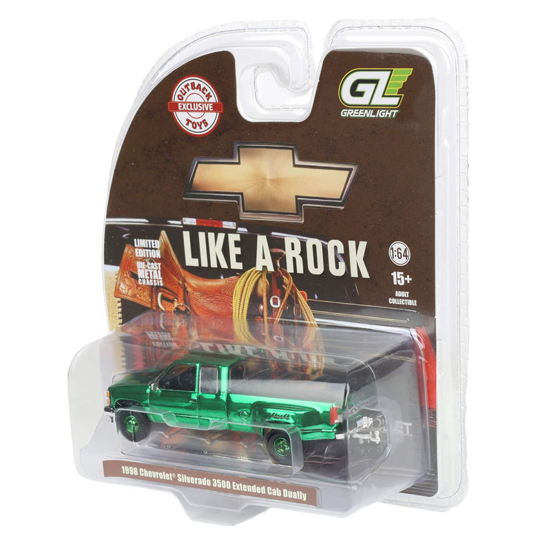 Green Chrome Chase Unit ~ 1/64 1998 Chevrolet Silverado 3500 Ext. Cab Dually, OBT Exclusive