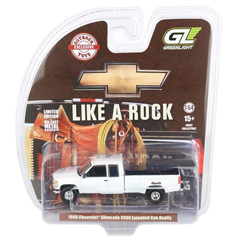 1/64 1998 Chevrolet Silverado 3500 Extended Cab Dually Pickup Truck, Olympic White, Outback Toys Exclusive
