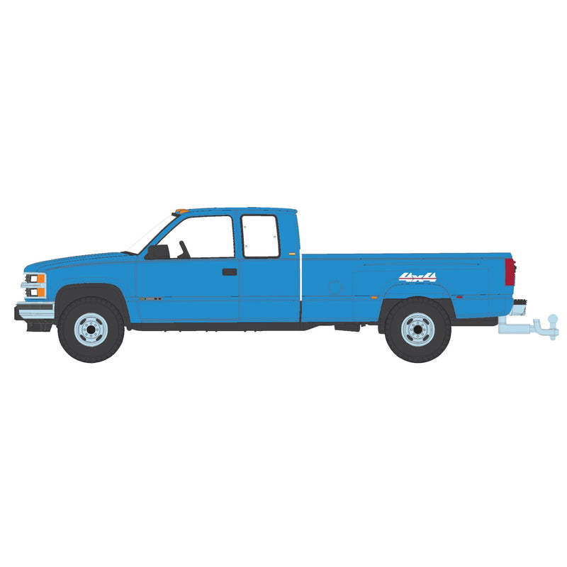 1/64 1998 Chevrolet Silverado 3500 Extended Cab Dually, Light Stellar Blue, Outback Toys Exclusive