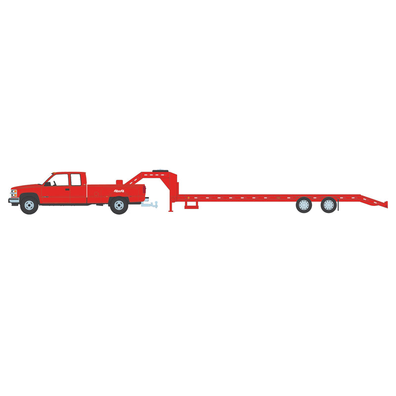 1/64 1998 Chevrolet Silverado 3500 Ext. Cab Dually with Flatbed Trailer, Outback Toys Exclusive