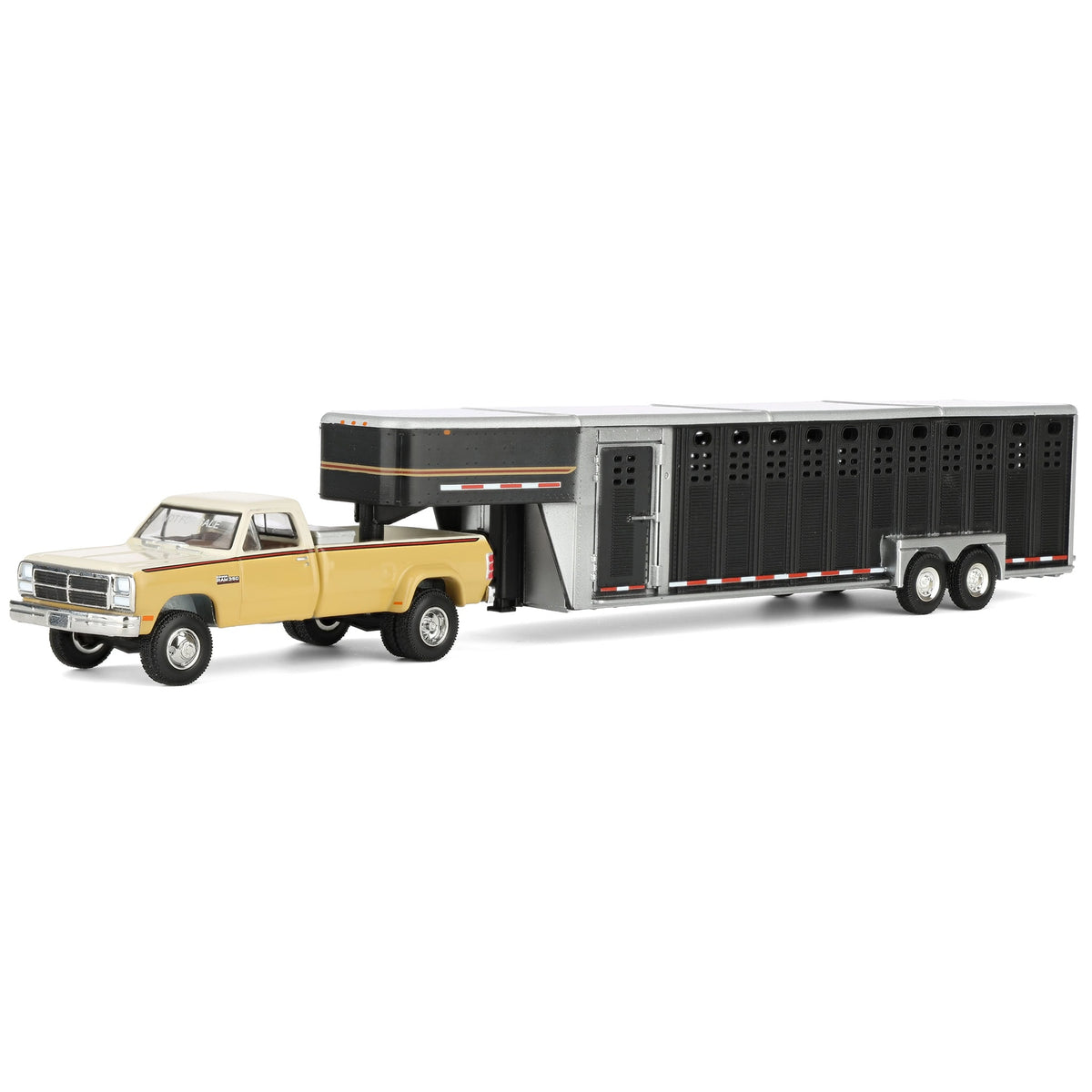 1/64 1993 Tan & Cream Dodge Ram W-350 with Toolbox & Black