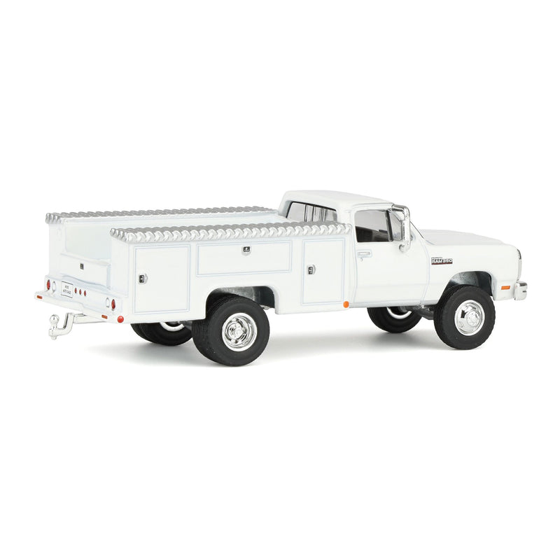 1/64 1993 Dodge Ram 350 Pickup Truck with Service Bed, White, Rick's Auto Sales Series 2 by GreenLight Collectibles
