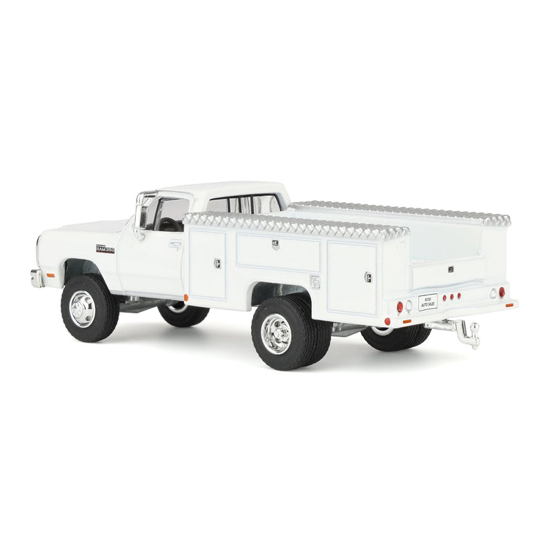 1/64 1993 Dodge Ram 350 Pickup Truck with Service Bed, White, Rick's Auto Sales Series 2 by GreenLight Collectibles