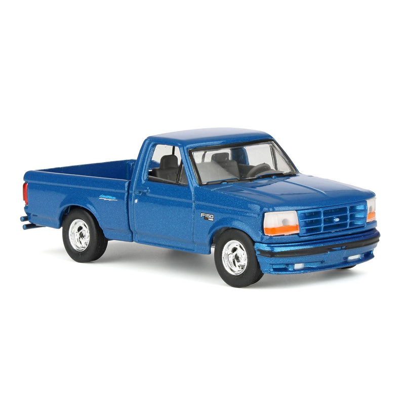 1/64 1995 Ford F-150 Lightning Pickup Truck, Sonic Blue, Rick's Auto Sales Series 2 by GreenLight Collectibles