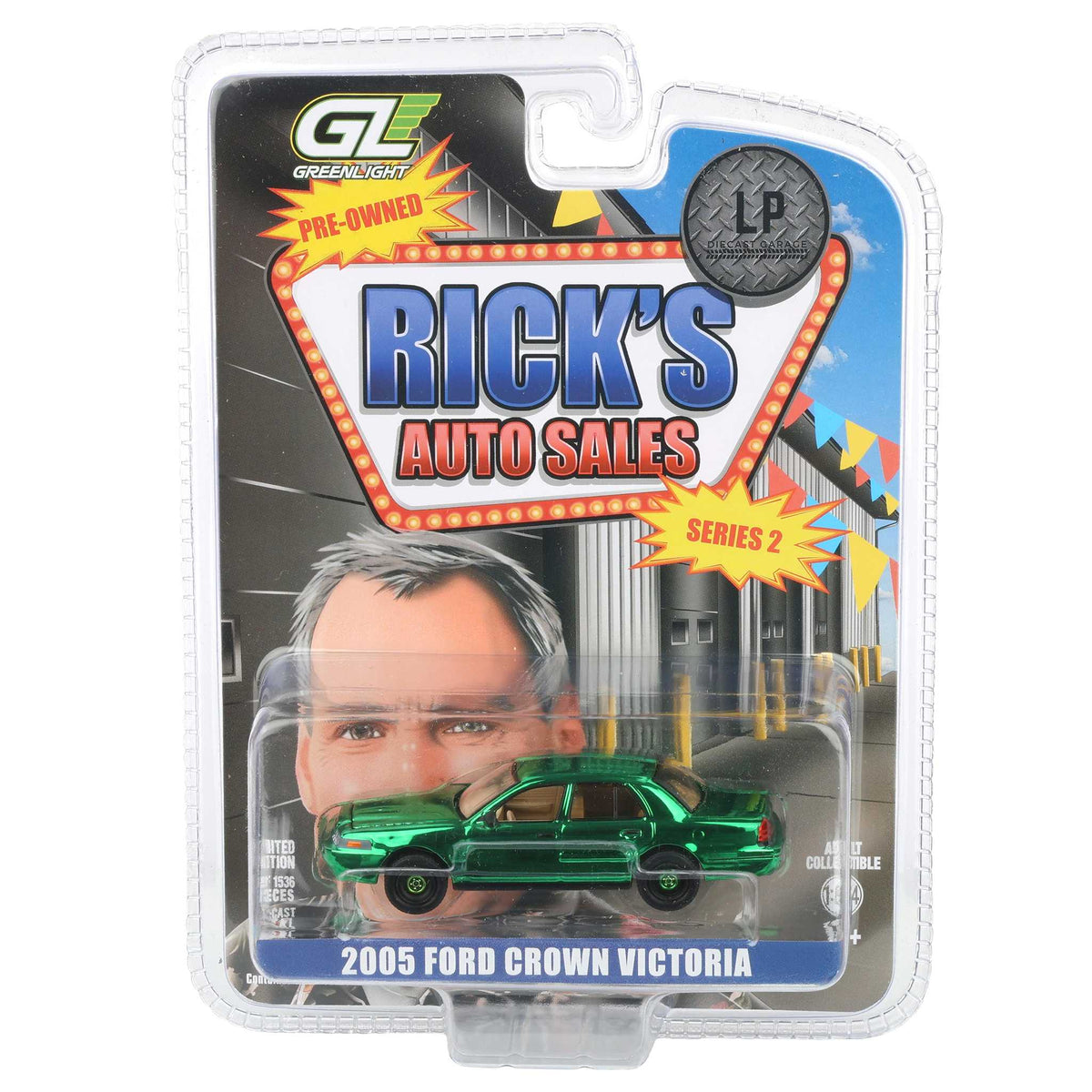 Green Chrome Chase Unit ~ 1/64 2005 Ford Crown Victoria Ex-Cop Car